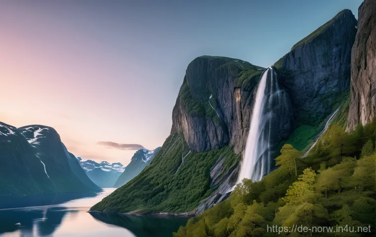 노르웨이와 북유럽 신화 - Prompt 1: Majestic Fjord's Embrace**