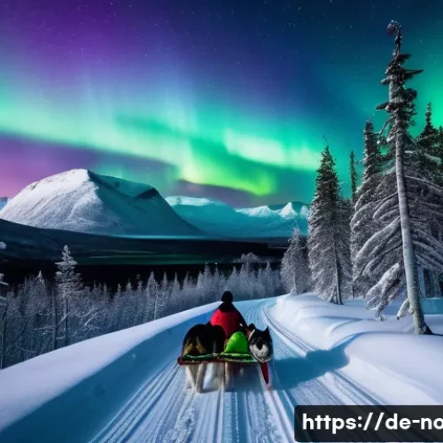 노르웨이 기후와 날씨 - A breathtaking winter landscape in northern Norway near Tromsø, featuring a vast snow-covered pine f...