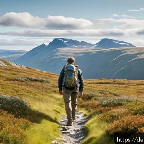 Home 32 노르웨이에서 법적으로 금지된 것들 - A serene Norwegian wilderness scene featuring a respectful hiker wearing weather-appropriate clothin...